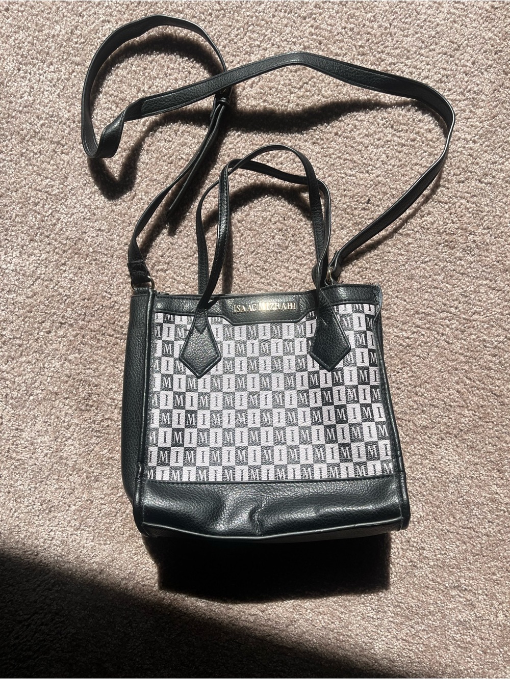 Isaac Mizrahi Black & Grey Monogram Shoulder Bag